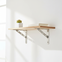 Support d'étagère mural simple en acier inoxydable, design moderne, argenté, en forme de triangle, épaisseur 3mm/4mm, robuste, pour usage industriel et stockage