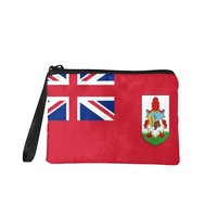 Dompet Koin Mini Bermotif Bendera Bermuda Warna Campuran dengan Ritsleting, Dompet Kanvas Portabel untuk Uang Receh Wanita, Cocok untuk Perjalanan Sehari-hari