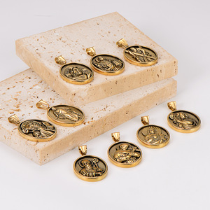 Collier Pendentif en Acier Inoxydable Hip Hop Saint Benoît <span class=keywords><strong>Barbara</strong></span> Jésus Jéhovah André Michel Chrétien, Bijou Tendance pour Homme - Product Image 4