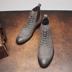 Winter New Ankle for <b>Boots</b> for Men Waterproof Leather <b>Boots</b> Workwear Style Top-grade Cowhide Trendy Grey - Product Image 2