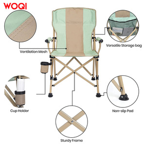 Chaise de camping pliable en aluminium Woqi, couleur vert matcha, tissu Oxford, pour jardin et terrasse - Product Image 3