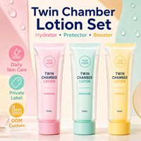 Set Losion Tubuh Dua Wadah Label Pribadi, Pelembap, Pelindung, Penguat, Perawatan Kulit Harian, ODM, Grosir, Formula Kustom