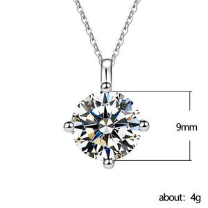 Collar Clásico con Colgante de Cristal para Mujer Xl382, Plata 925 con Baño de Rodio, Engaste de Garra, Cadena de Caja, Joyería de Compromiso - Product Image 3