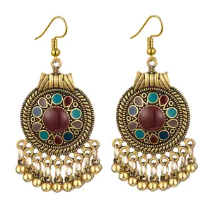 Bohemian Popular Earrings Ethnic Style Round Small Flower Drop Oil Earrings Fashion Jewelry Women's Indian Style Earrings