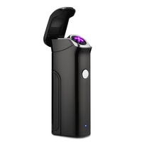 Briquet à double arc électrique rechargeable USB-C en métal, grande capacité, longue autonomie, style bouton, portable