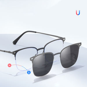 Unisex Fashionable Print Yellow Lens Magnetic Lightweight Square Half Rim Metal Stainless Sunglasses <strong>TAC</strong> Polarized Clips - Product Image 5