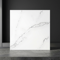 Carreaux de sol en céramique émaillée effet marbre blanc 16x16 pouces, en porcelaine pleine masse, brillants, pour design intérieur de salle de bain