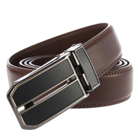 Ceinture en cuir à boucle automatique pour homme, ceinture à glissière à cliquet en cuir grainé pour le bureau, les mariages et les tenues quotidiennes