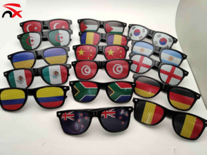 Personalized Cheap All National Country Soccer Match Fans UV Protective Flag Sport Plastic Unisex Square Sunglasses Cheering
