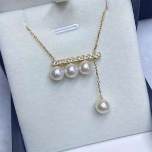 Collar de Perlas de Agua Dulce con Colgante de Barra de Equilibrio Clásica de Zhuji, Plata de Ley S925, Collares de Perlas Premium - Product Image 2