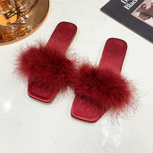 Nuovi Sandali Personalizzati 2025 con Piume di Struzzo per Sposa e Damigelle, Ciabatte in Pelliccia, Sandali in Pelle, Scarpe e Ciabatte - Product Image 2
