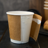 Imprimante personnalisée jetable écologique biodégradable tasses à café en papier à double paroi simples avec couvercles pour boisson chaude et café