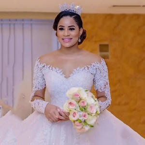 Precio de Fábrica, Vestido de Novia de Lujo con Encaje Francés, Nueva Línea 2025, Vestido de Princesa con Hombros Descubiertos y Largo hasta el Suelo, para Otoño e Invierno - Product Image 2