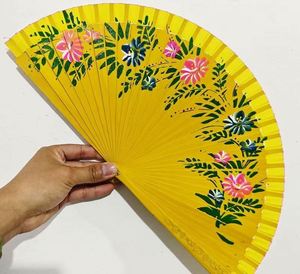 23cm Eco-Friendly Bamboo Folding Fan with Rattan Lining <b>Spray</b> Painted Sports Theme Printed Both Sides Made Hunan Spain Souvenir - Product Image 2