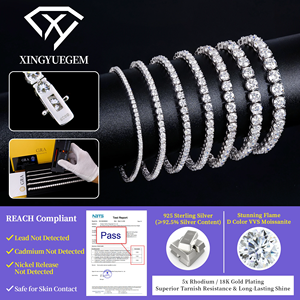 Bracelet Tennis Hip-Hop de Luxe en Argent 925 Plaqué Or 18K avec Moissanite VVS1 2-6mm, Cadeau pour Femmes et Hommes - Product Image 3