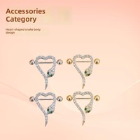 Anneau de piercing pour téton en forme de tête de serpent, plaqué or 18 carats, en acier inoxydable, zircon, bijoux de piercing tendance pour femmes, luxe léger
