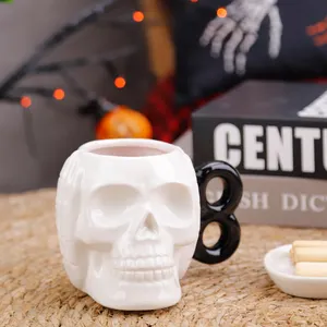 Новый дизайн, креативная кофейная кружка с белым черепом, Кружка для Хэллоуина, керамическая чашка для подарков, украшения дома