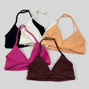 <span class=keywords><strong>Reggiseno</strong></span> Sportivo Personalizzato con <span class=keywords><strong>Schiena</strong></span> <span class=keywords><strong>Scoperta</strong></span>, Imbottitura Rimovibile, Colore Unico, Asciugatura Rapida, Compressione, Scollo a V, per Yoga e Fitness - Product Image 2