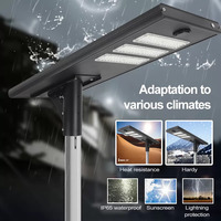 Lampadaire solaire de haute qualité pour autoroute, 250W LED, 5 modules, batterie, IP65, étanche, extérieur, noir, lampe de route