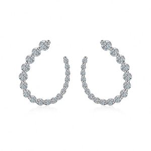 Dylam Classic Design <b>Fine</b> 925 Sterling Silver Sparkle D Color VVS1 Moissanite Stones U-shaped <b>Stud</b> <b>Earrings</b> for Women - Product Image 1