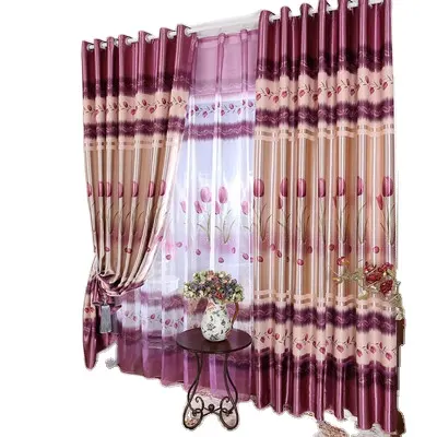 Polyester Flower Design Printing Blackout Fabric Window Curtain latest curtain fashion designs curtain fabric