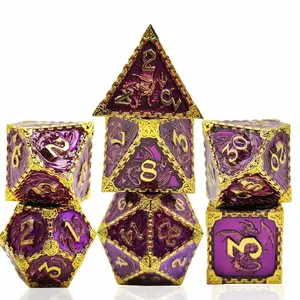 Seven pieces of multifaceted dice set zinc alloy flash powder metal dice DND running round Dice Stainless Steel Reusable