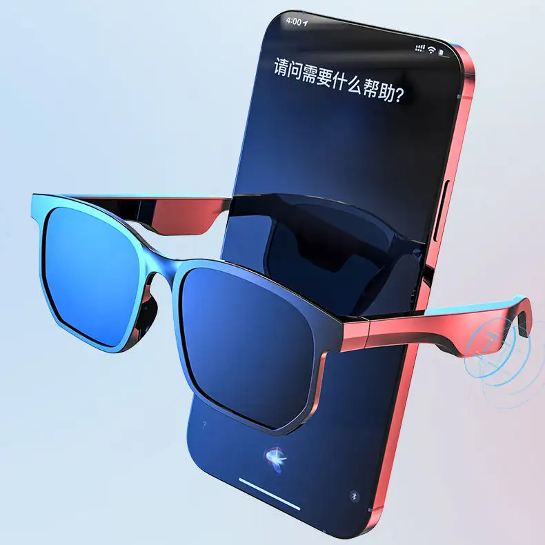 China Lieferant intelligente Sonnenbrille 2024 kabellose Bluetooth-Kopfhörer Musikbrille klasse rechteckige Schatten intelligente kabellose Brille