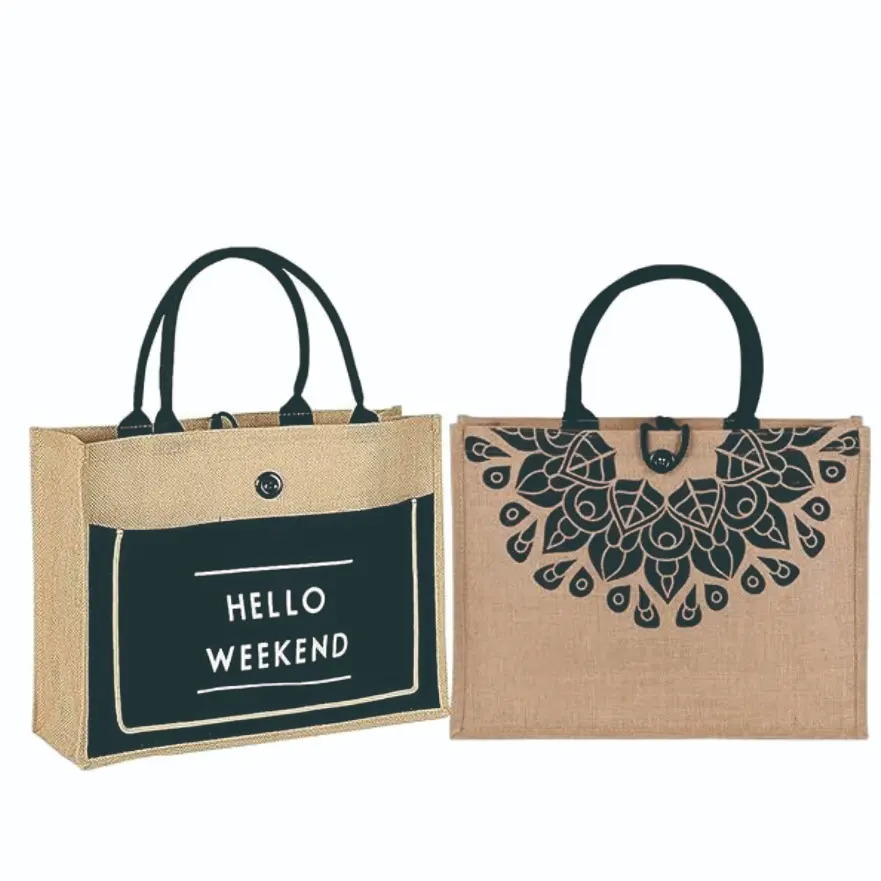 Laminated Grocery Promotional Shopping Handbags Jute Bag