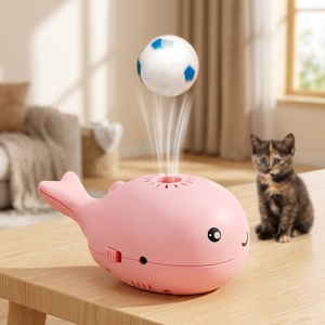 ของเล่นแมวแบบลูกบอลลอยได้ NCI PET ผลิตจากพลาสติกที่เป็นมิตรกับสิ่งแวดล้อม พร้อมพัดลมพกพาแบบ USB สำหรับแมวและลูกแมว บรรจุในกล่อง - Product Image 1