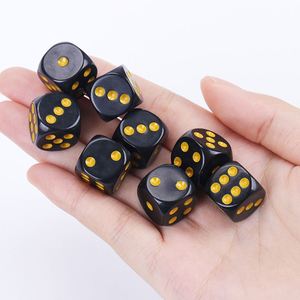 Dés de jeu de table de haute qualité en acrylique noir avec points dorés, coins arrondis personnalisés, ensemble de dés D6 de 16 mm - Product Image 2