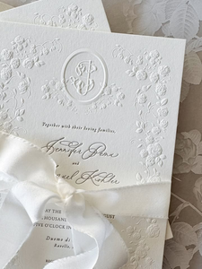 <span class=keywords><strong>Invitaciones</strong></span> de <span class=keywords><strong>Boda</strong></span> de Lujo con Papel de Algodón de Alta Gama, Impresión Tipográfica, Relieve y Grabado, con Sobres - Product Image 6