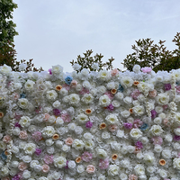 Mur de fleurs artificielles en soie, panneau floral dense de roses blanches pour la décoration de cérémonies de mariage et de fiançailles, vente en gros
