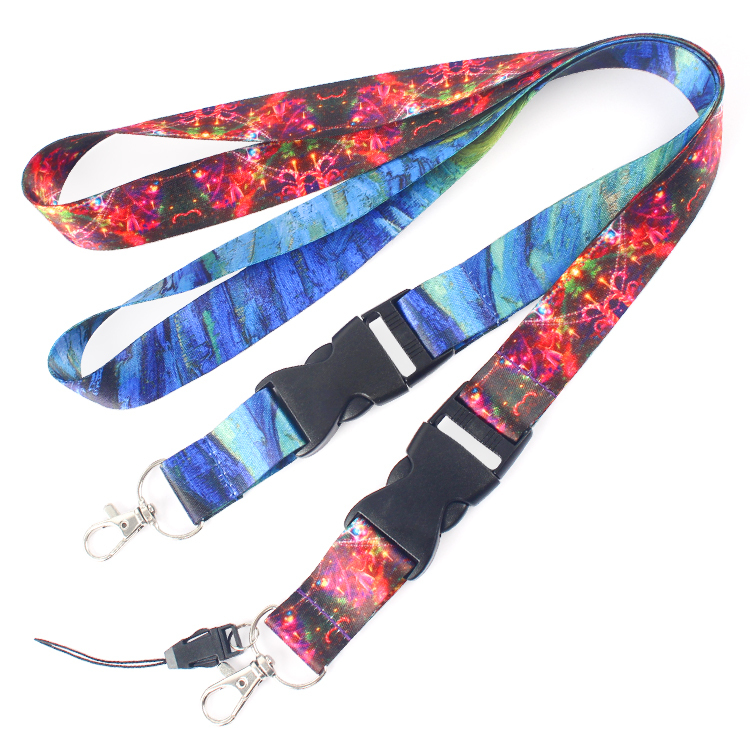 Woven Mobile Satin Promotional Phone Strap Pvc Polyester Lanyard with logo Custom Keychain with Id Card Badge Holder Image 2