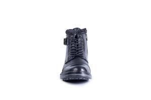 Black Cap Toe Leather <b>Boots</b> for Men with Dual Function Closure Handcrafted Durable Stylish Everyday Casual Outdoor Footwear - Product Image 3