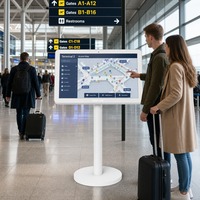 Écran Totem Portable Sans Fil sur Pied de 32 Pouces Blanc