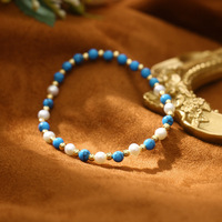 Collier pendentif perle noire, bracelet perle d'eau douce naturelle turquoise, ensemble de bijoux élégant et classique pour femmes, idéal pour les rendez-vous