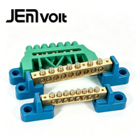 Barre de connexion neutre de type pont JEMA pour montage sur rail DIN, en laiton, pour mise à la terre et protection contre la foudre