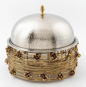 Nouveau Style Moyen-Orient Culture Casserole Hotpot Argent Poli Couvercle En Métal Servant Buffet Casserole - Product Image 4