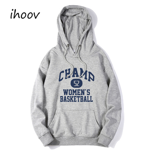 IHOOV Mujer <span class=keywords><strong>4XL</strong></span> Tallas grandes Algodón para Champion Letter Pullover Hoodie Loose Casual Style Sudadera - Product Image 1