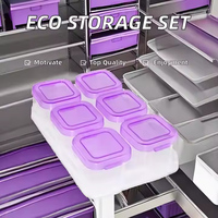Boîte de rangement en plastique PP à injection, design classique, écologique, qualité alimentaire, lot de 6 pièces, pour la maison, le bureau, les pique-niques, fournisseur professionnel