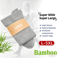 Chaussettes de compression souples en viscose de bambou pour voyageurs, médecins et infirmières, super larges pour mollets, 15-20 mmHg, pour femmes et hommes