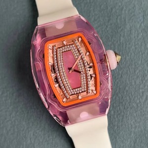 Montre mécanique automatique à tourbillon, ultra-légère, de qualité supérieure, luxueuse et noble, avec boîtier transparent en cristal rose, très vendue - Product Image 1