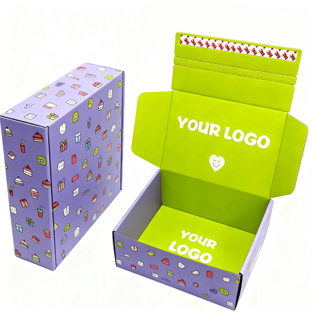 Custom Corrugated Cardboard Boxes with Tear Strip Opening for Retail Product Packaging Graduation Party Favors and Kids Gifts