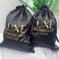 Pochette en satin de soie recyclable pour le rangement des extensions de cheveux, des perruques et des produits capillaires, sacs de voyage en satin