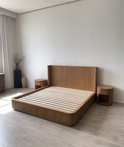 <span class=keywords><strong>Letto</strong></span> a Castello Moderno di Lusso in Legno Massello di Rovere Bianco, Comodo ed Ecologico, Ideale per Appartamenti, con <span class=keywords><strong>Testiera</strong></span> Morbida - Product Image 2