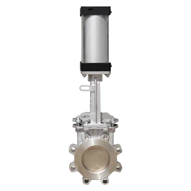 Cilindros de aire CF8 Válvula de compuerta de cuchilla de acero inoxidable DN 350 Actuador de doble acción de hierro fundido Válvula de compuerta de cuchilla neumática