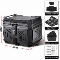 Top Case Moto 45L Universel, Boîte Arrière Moto Style Graffiti Sportif avec Verrou de Sécurité et Dossier