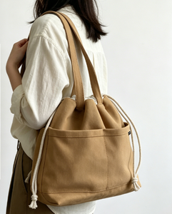 Sac à déjeuner portable en coton, nouveau style, tendance et simple, avec fermeture éclair, sac fourre-tout en toile, logo personnalisé imprimé - Product Image 2