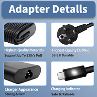 Chargeur rapide 130W USBC pour ordinateur portable Dell Lenovo HP 20V 6.5A Type C avec adaptateur secteur et câble AC pour prises UK AU US EU