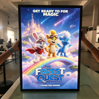 Cadre d'affichage LED pour affiche de film, nouveau, 27x40, cadre photo, boîte à lumière LED, support d'affichage en noir, montage mural